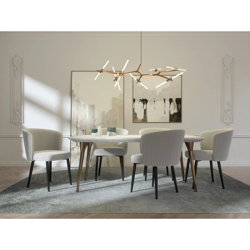 Set de 2 chaises NILS Tissu tramé avec passepoil pieds noirs