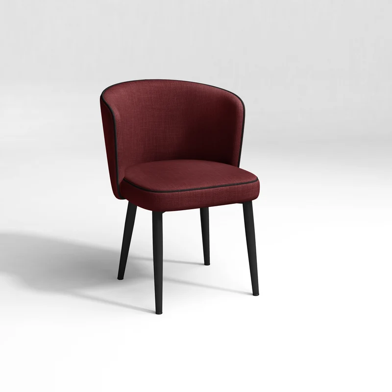 Set de 2 chaises NILS Tissu tramé avec passepoil pieds noirs