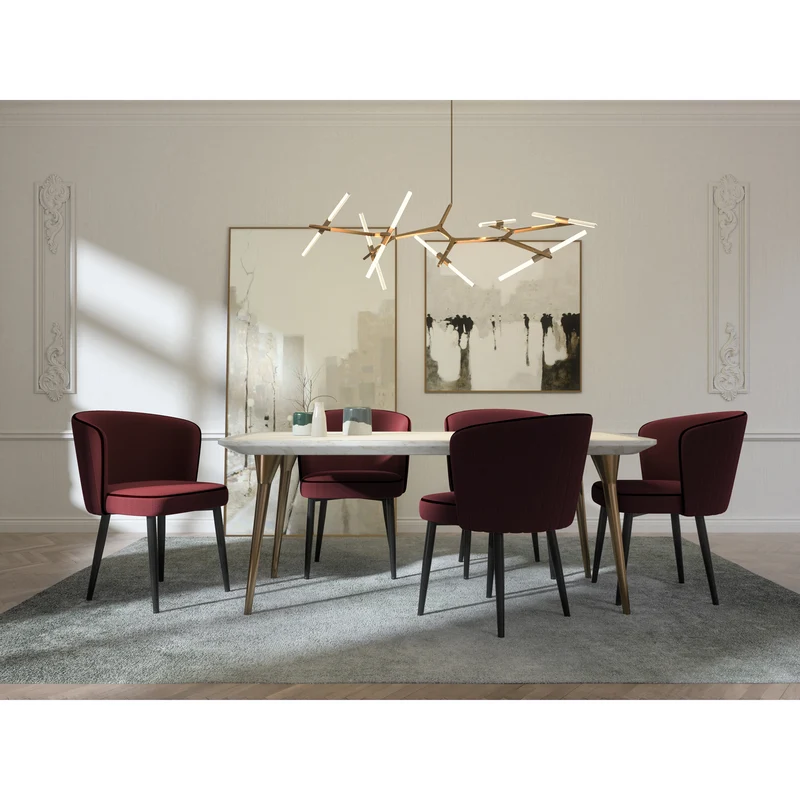 Set de 2 chaises NILS Tissu tramé avec passepoil pieds noirs