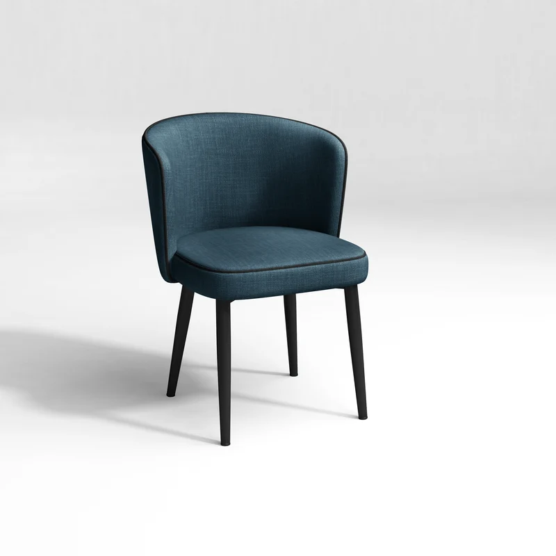 Set de 2 chaises NILS Tissu tramé avec passepoil pieds noirs