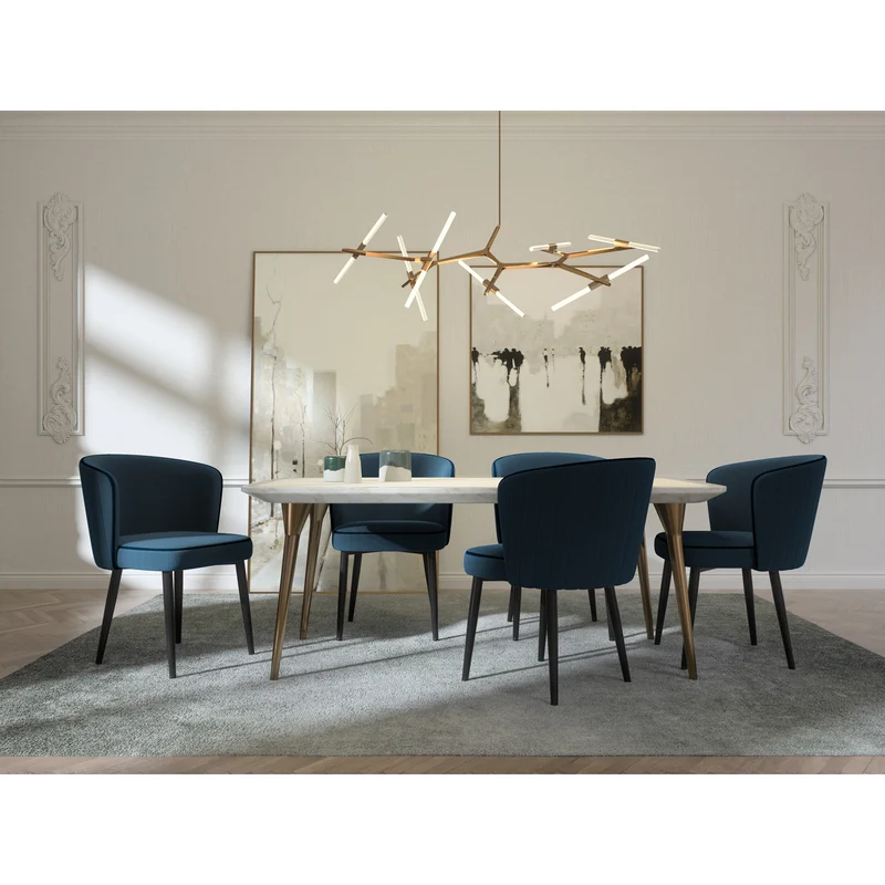 Set de 2 chaises NILS Tissu tramé avec passepoil pieds noirs