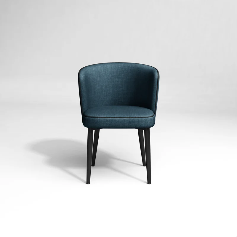 Set de 2 chaises NILS Tissu tramé avec passepoil pieds noirs