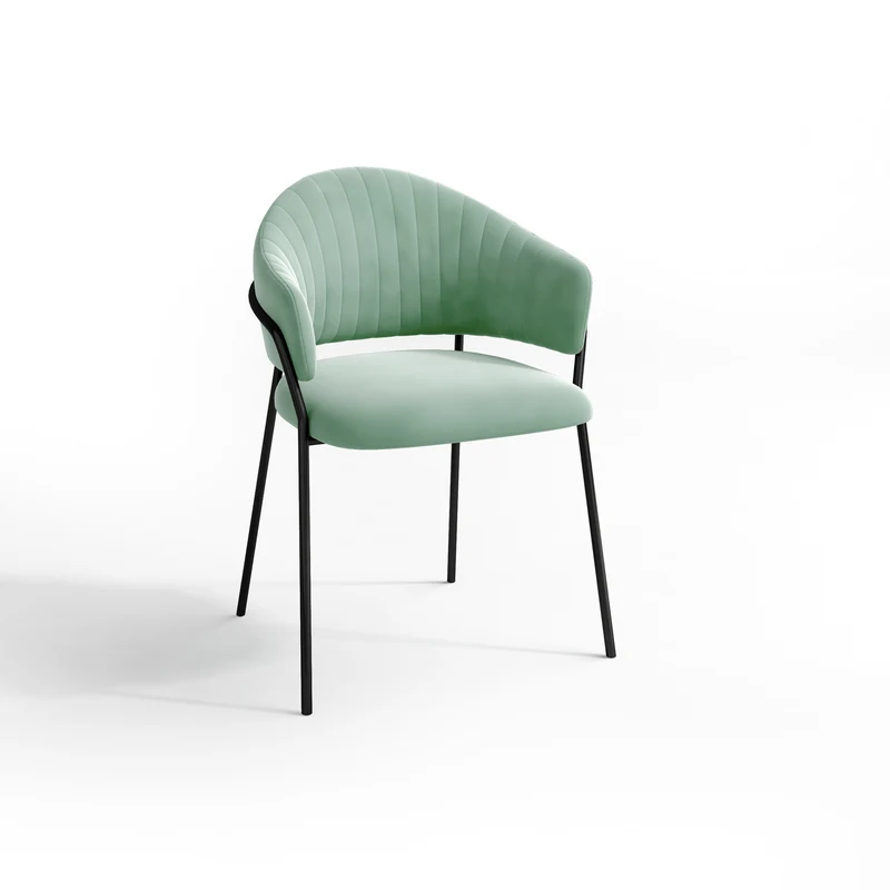Set de 2 chaises HANNA Velours pieds noirs