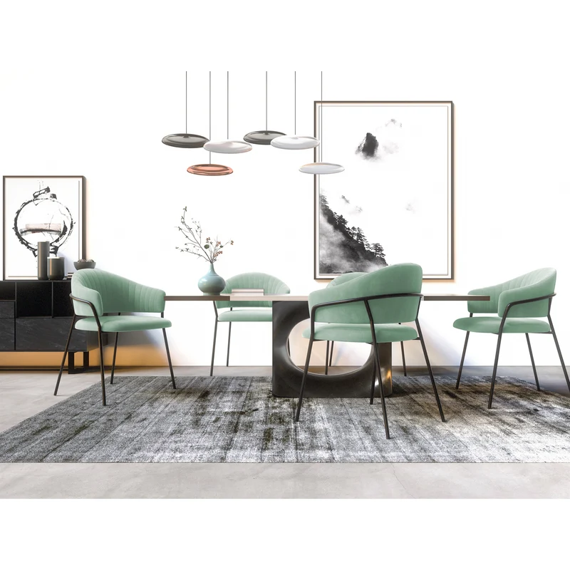 Set de 2 chaises HANNA Velours pieds noirs