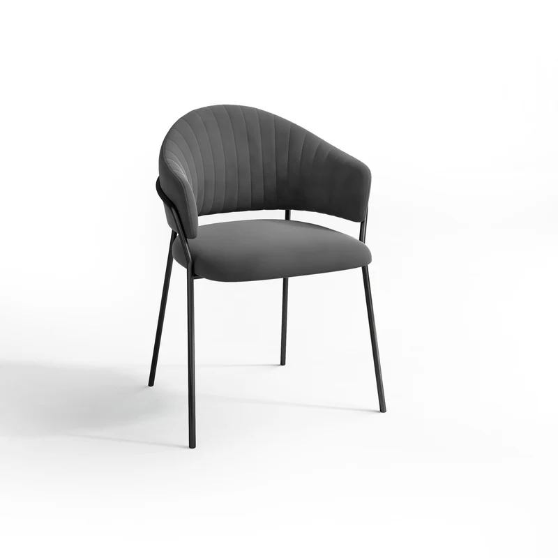 Set de 2 chaises HANNA Velours pieds noirs