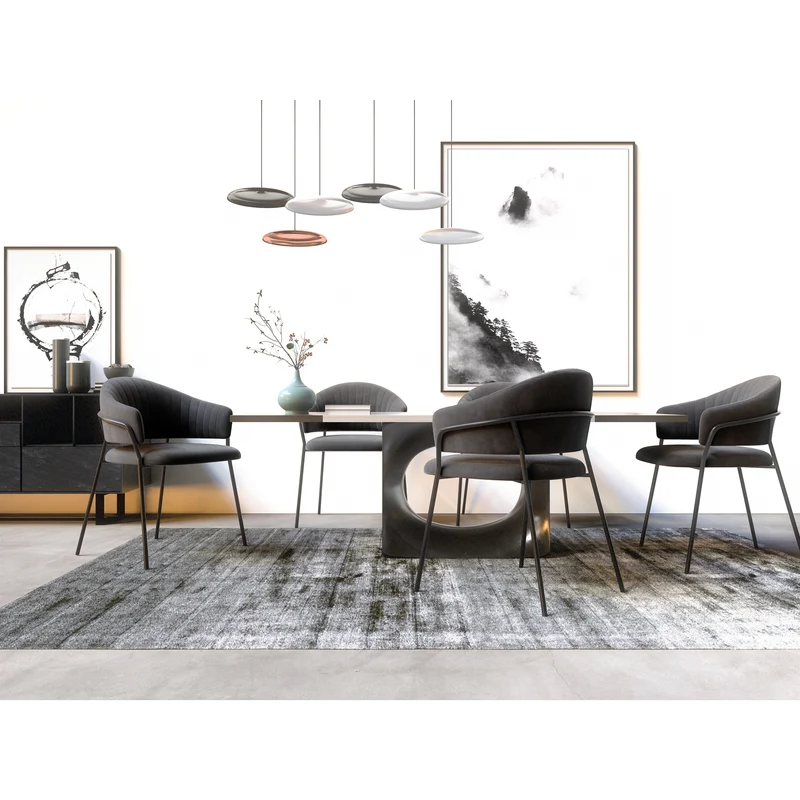 Set de 2 chaises HANNA Velours pieds noirs