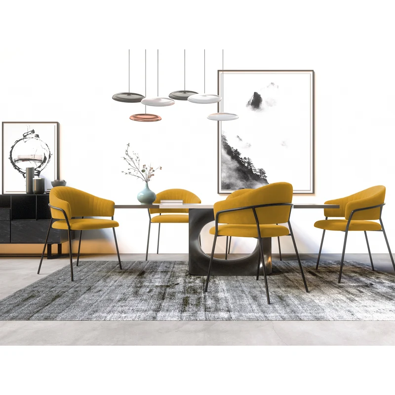Set de 2 chaises HANNA Velours pieds noirs