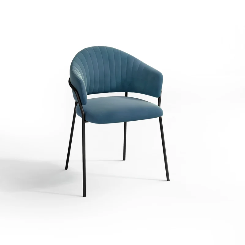 Set de 2 chaises HANNA Velours pieds noirs