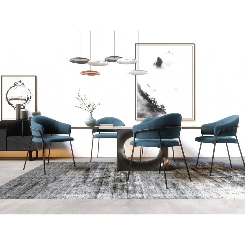 Set de 2 chaises HANNA Velours pieds noirs