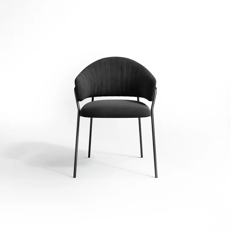 Set de 2 chaises HANNA Velours pieds noirs