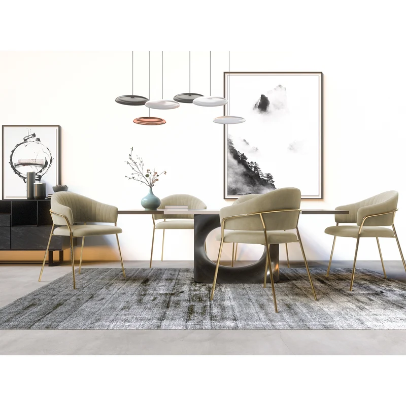 Set de 2 chaises HANNA Velours pieds dorés
