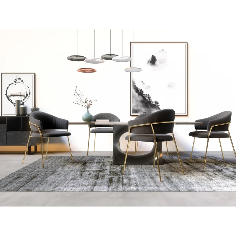 Set de 2 chaises HANNA Velours pieds dorés