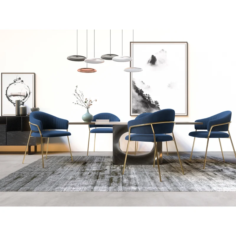 Set de 2 chaises HANNA Velours pieds dorés