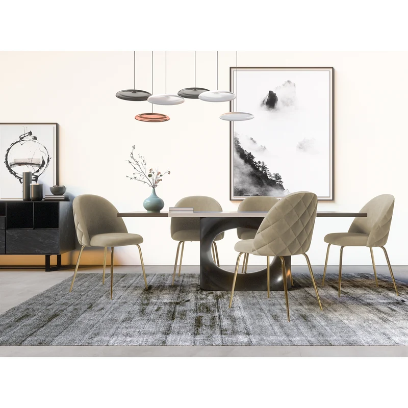 Set de 2 chaises ELLA Velours pieds dorés