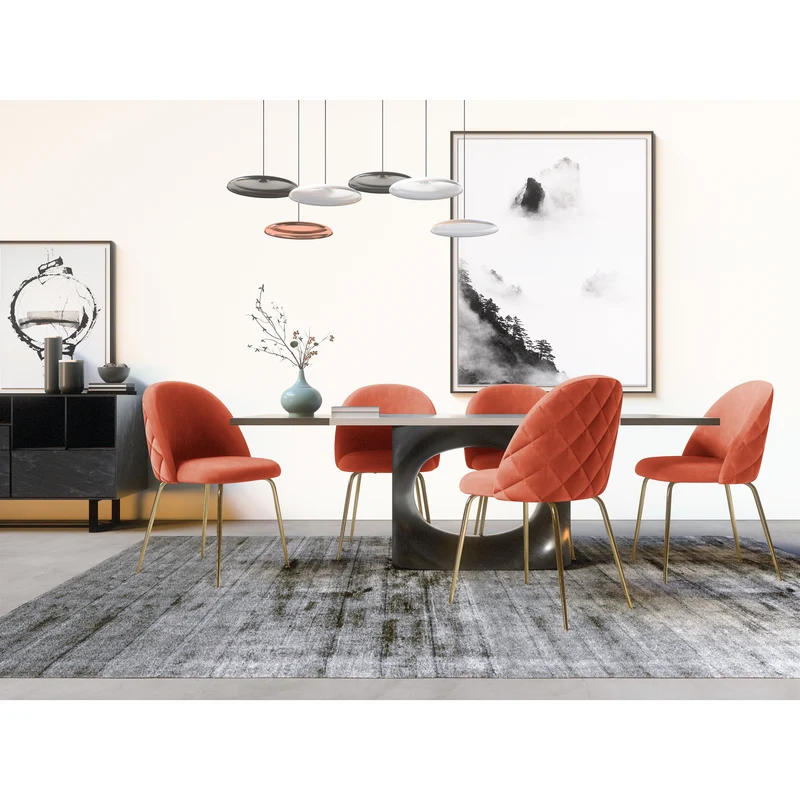 Set de 2 chaises ELLA Velours pieds dorés