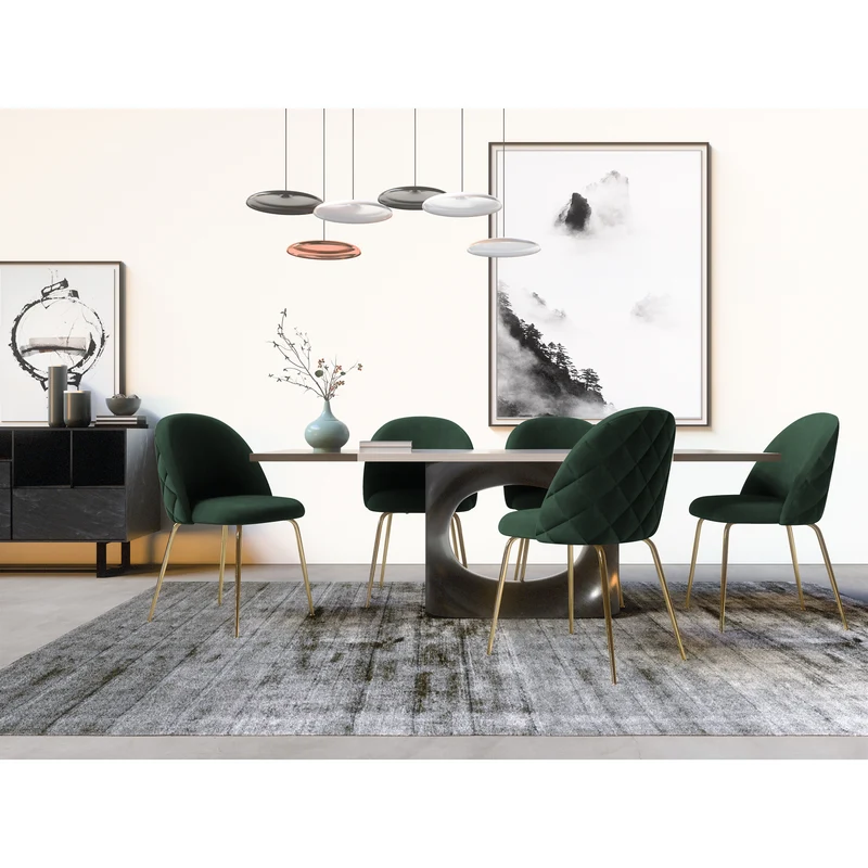 Set de 2 chaises ELLA Velours pieds dorés