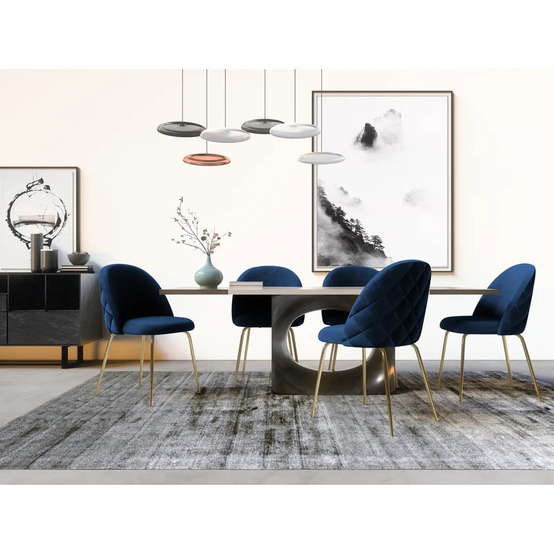 Set de 2 chaises ELLA Velours pieds dorés