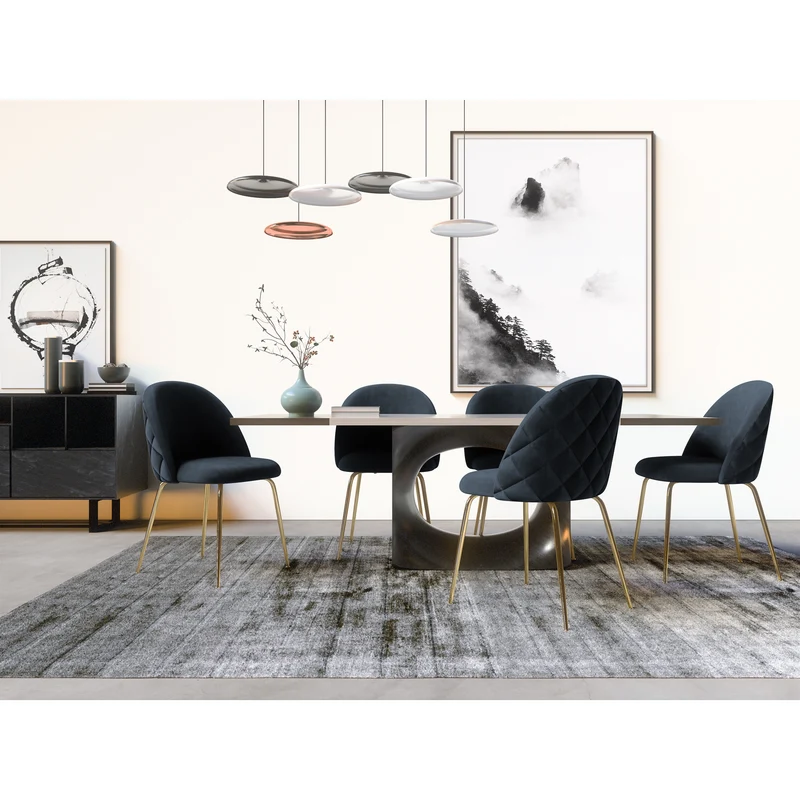 Set de 2 chaises ELLA Velours pieds dorés