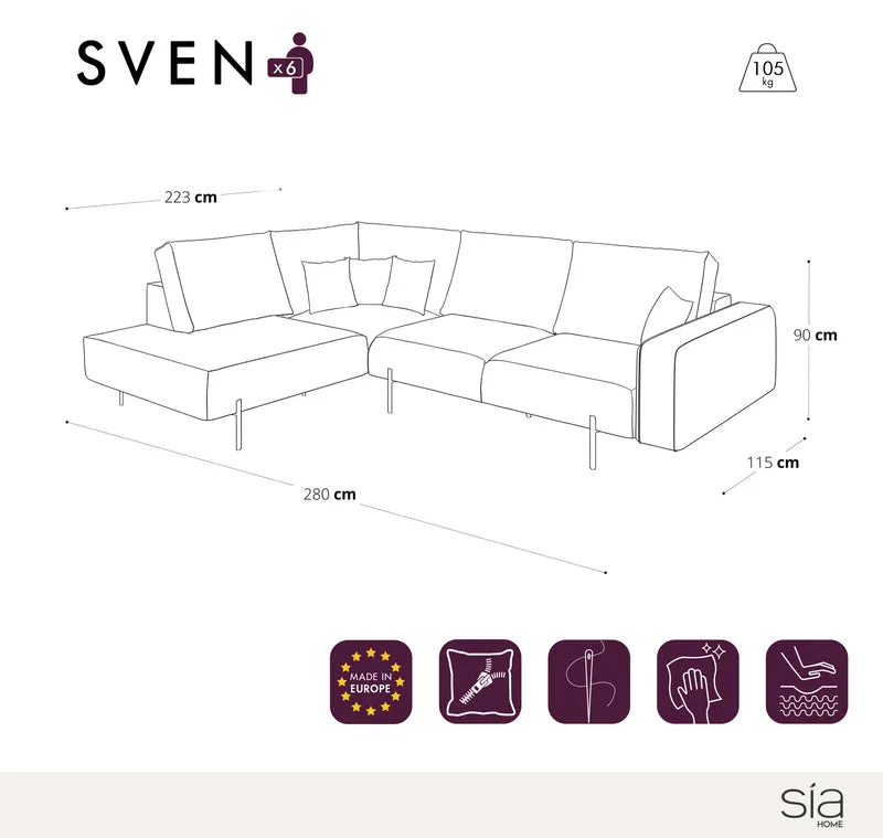 Canapé grand angle gauche SVEN Tissu tramé