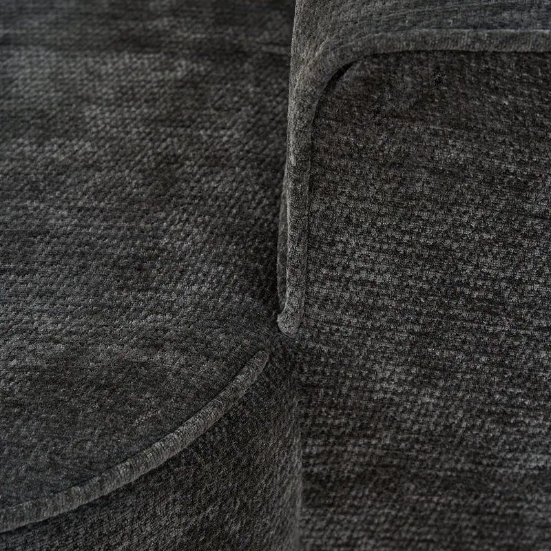 Canapé 2 places sans montage chenille noir, poches latérales, assise moelleuse LANDFILL