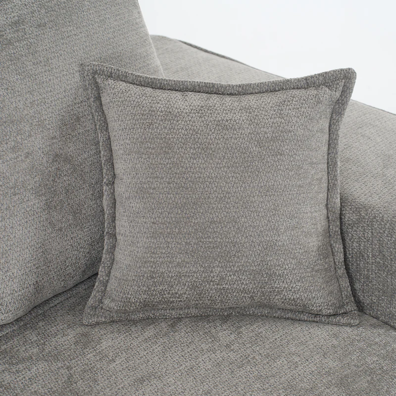 Meridienne canapé simple moelleux en chenille grise sans montage coussin inclus, poches latérales AQUAPON