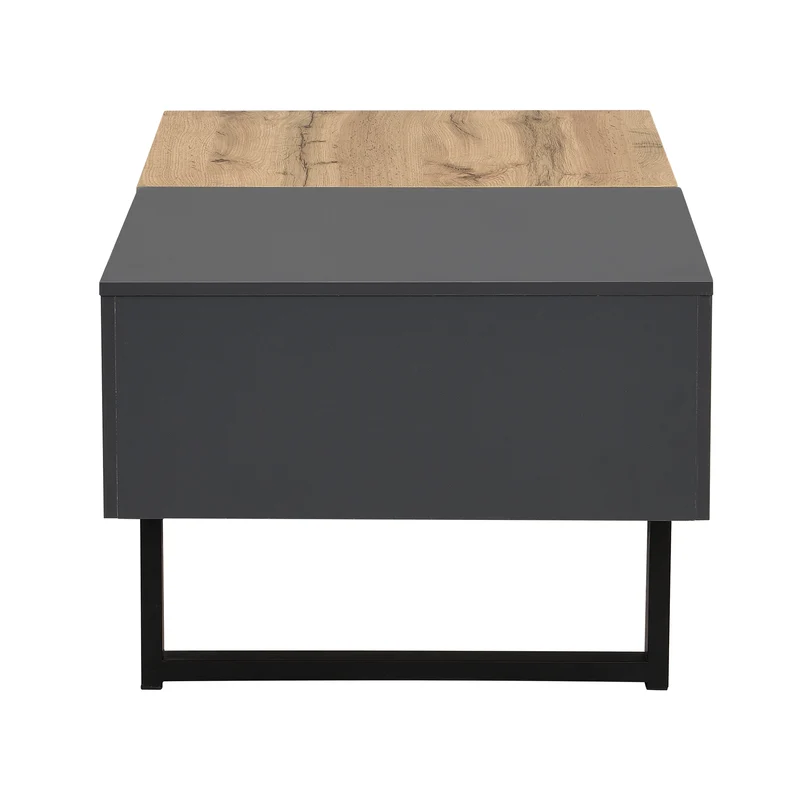 Table basse multifonction moderne coulissante avec rangement caché, effet bois et gris SOLSTICEWHIFF