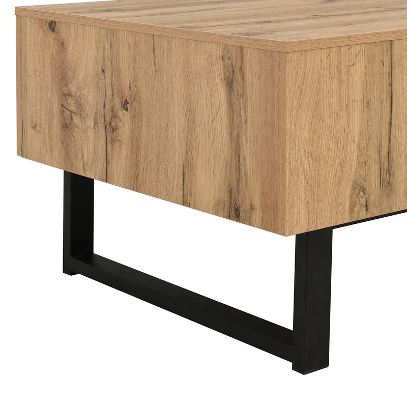 Table basse multifonction moderne coulissante avec rangement caché, effet bois et gris SOLSTICEWHIFF