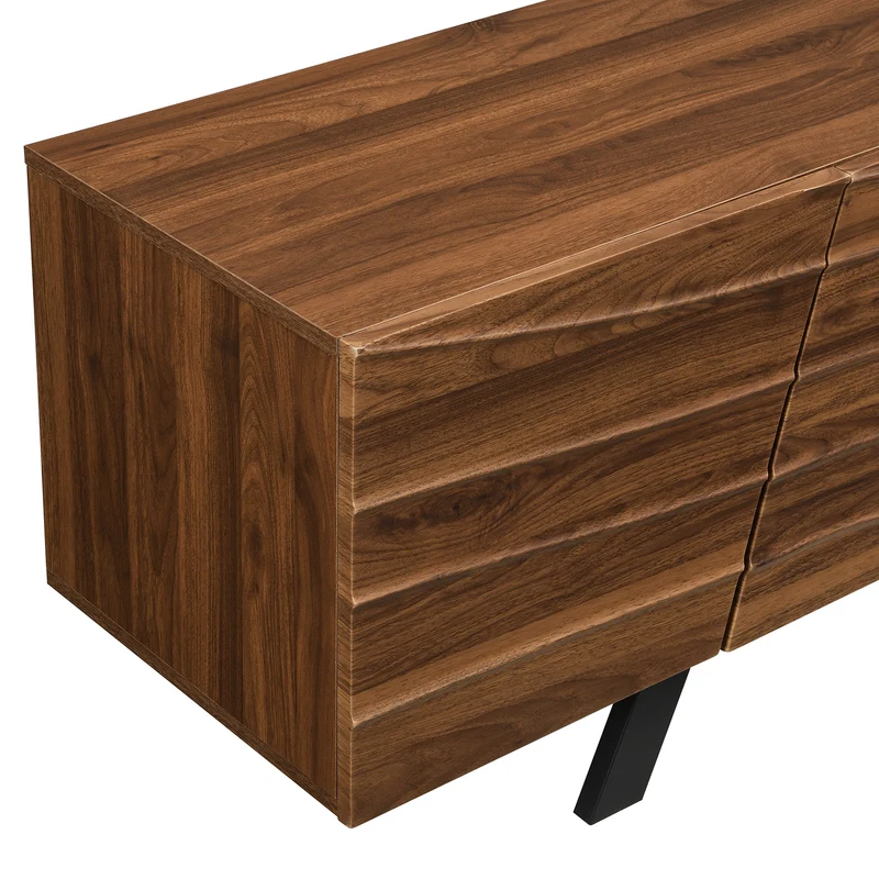 Meuble TV moderne bois noyer, pieds en fer noir 160×39×50,5 cm WHISKFERNSTEM