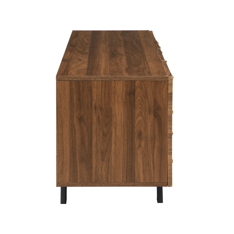 Meuble TV moderne bois noyer, pieds en fer noir 160×39×50,5 cm WHISKFERNSTEM