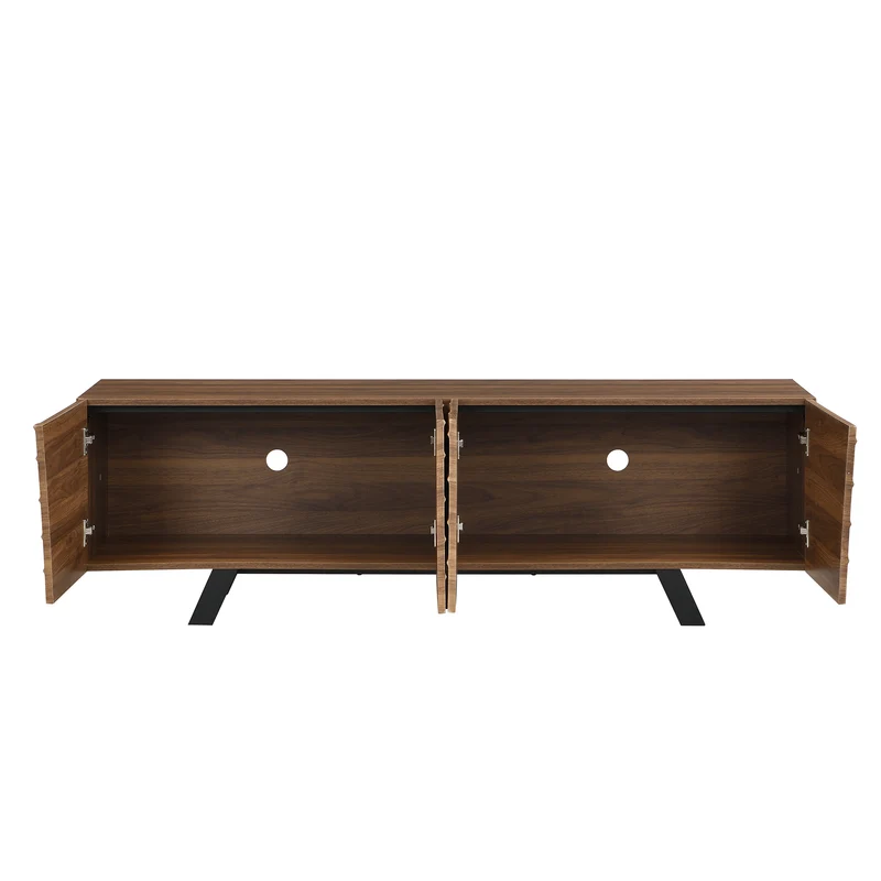 Meuble TV moderne bois noyer, pieds en fer noir 160×39×50,5 cm WHISKFERNSTEM