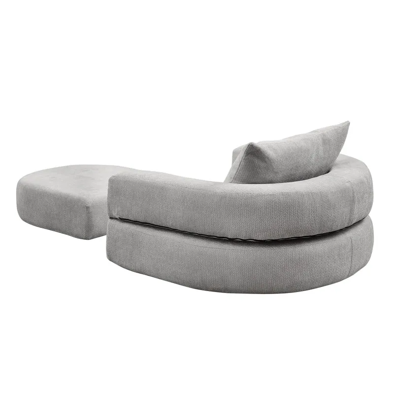 Canapé fauteuil convertible 2-en-1 matelas de sol modulable en chenille gris avec oreiller intégré SALTROAD