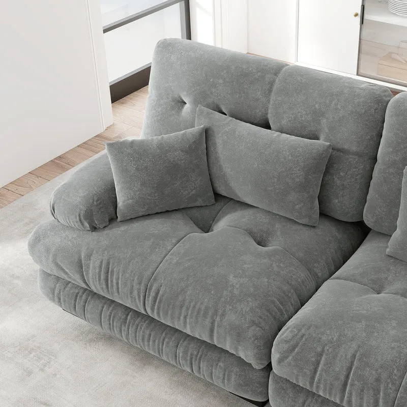 Canapé modulable 3 places en tissu chenille gris HYPHAE