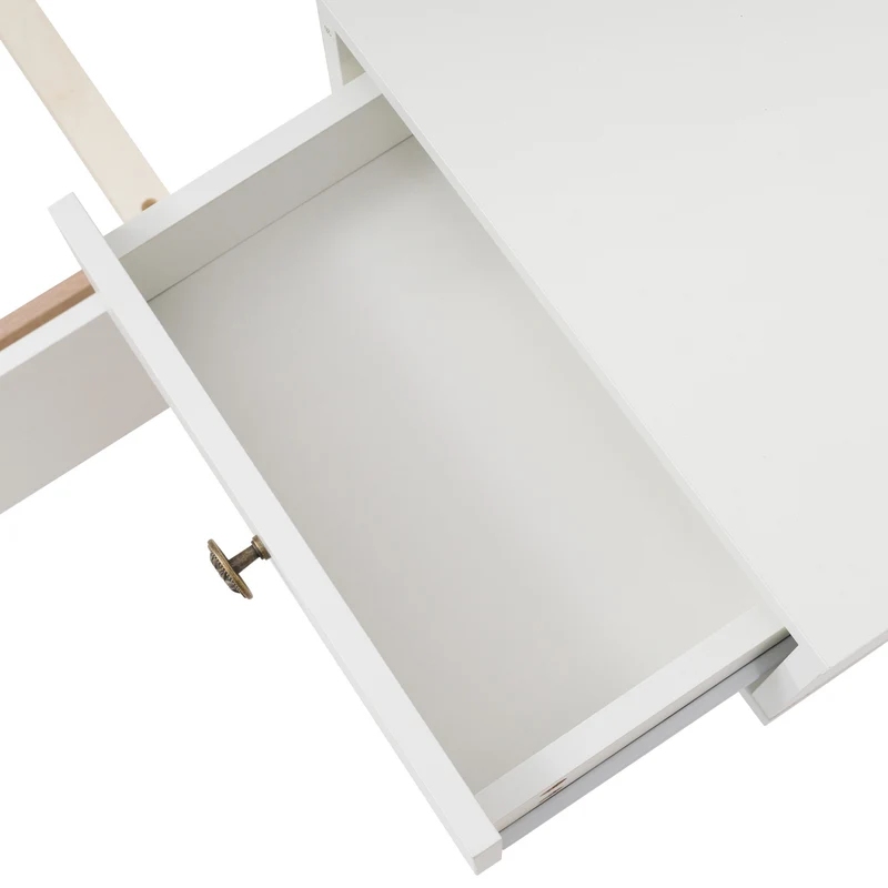 Ensemble de lit queen blanc et effet bois avec 2 tables de chevet, prise et lamps 160*200cm (matelas non inclus) CATALYST