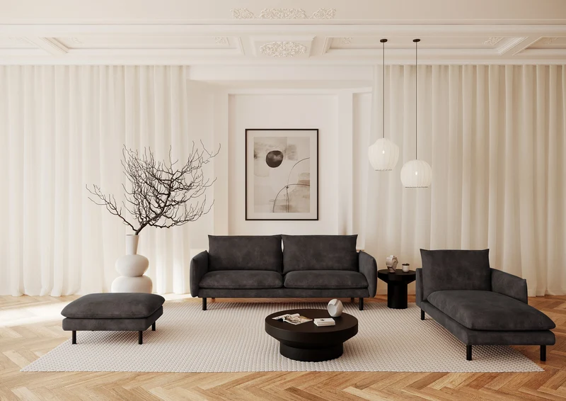 Canapé 4 places ISAK Tissu effet cuir vintage