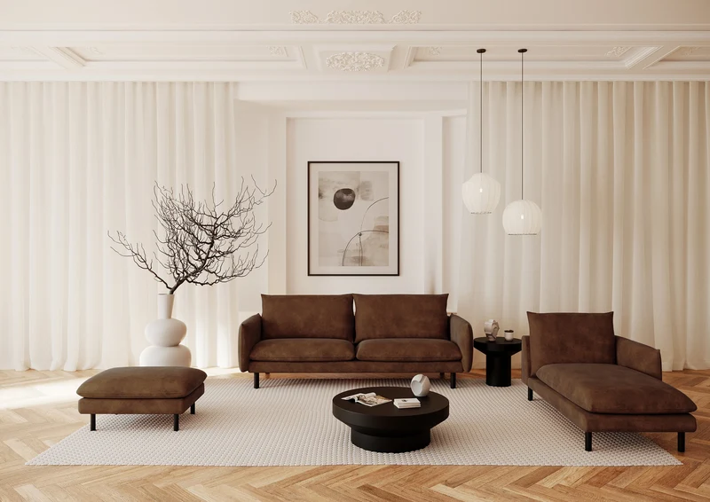 Canapé 3 places ISAK Tissu effet cuir vintage