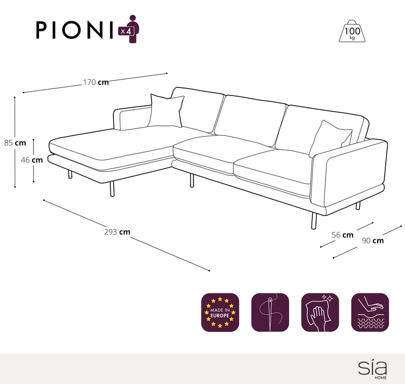 Canapé angle gauche PIONI Bouclette