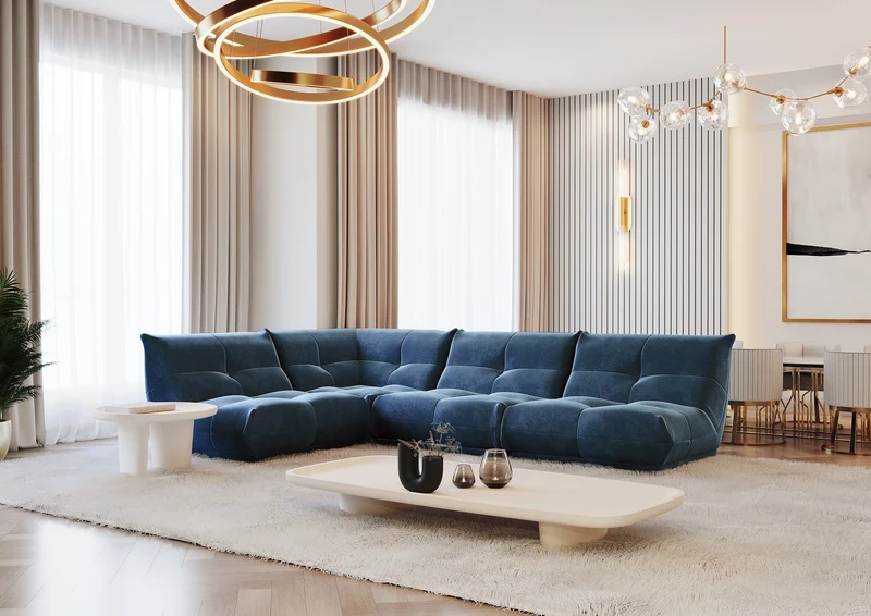 Canapé grand angle gauche COZY Velours