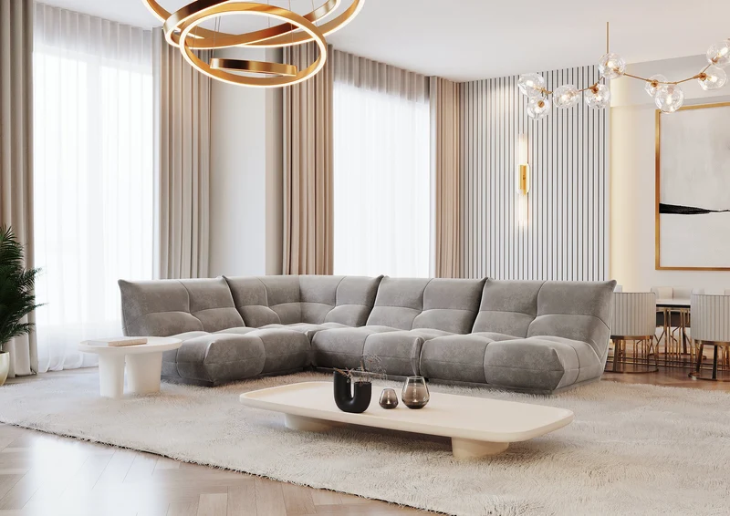 Canapé grand angle gauche COZY Velours