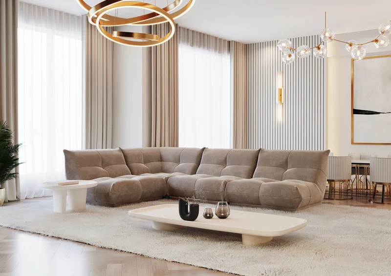 Canapé grand angle gauche COZY Velours