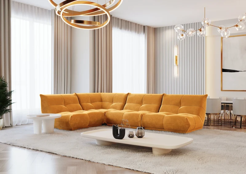 Canapé grand angle gauche COZY Velours