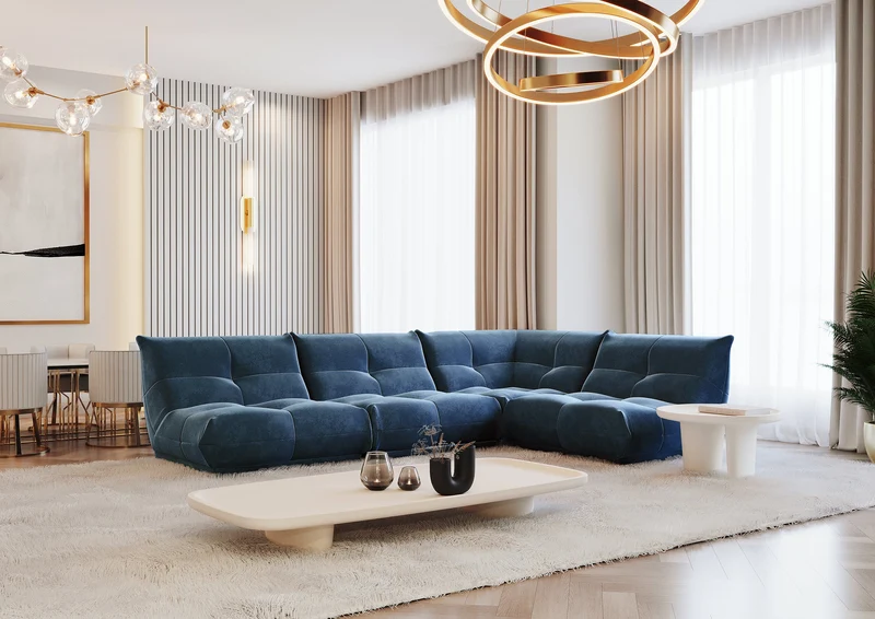 Canapé grand angle droit COZY Velours