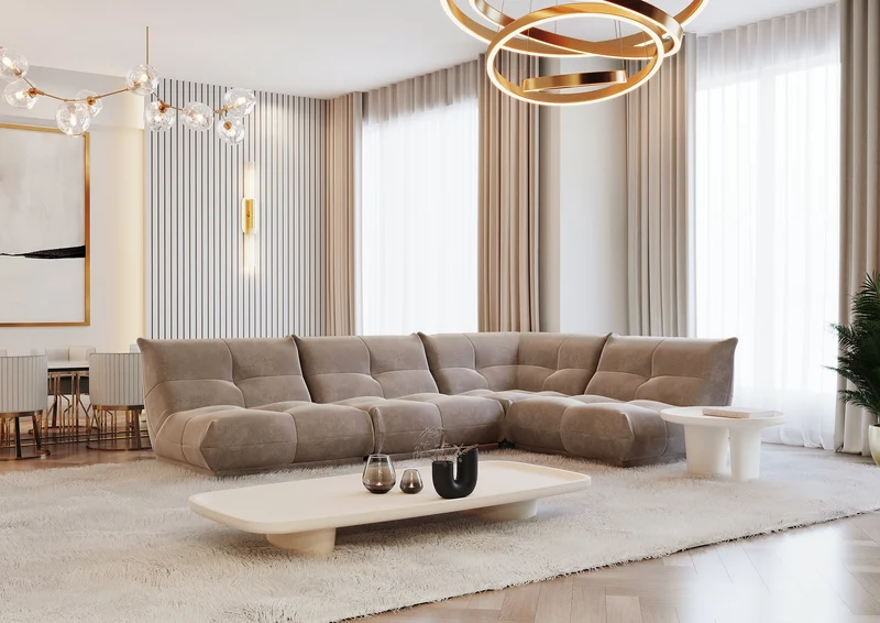 Canapé grand angle droit COZY Velours