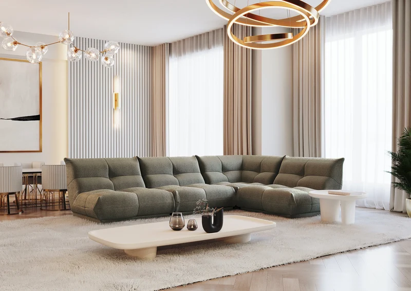 Canapé grand angle droit COZY Bouclette