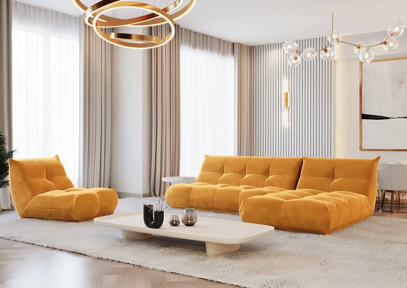 Canapé d'angle gauche ou droit COZY Velours