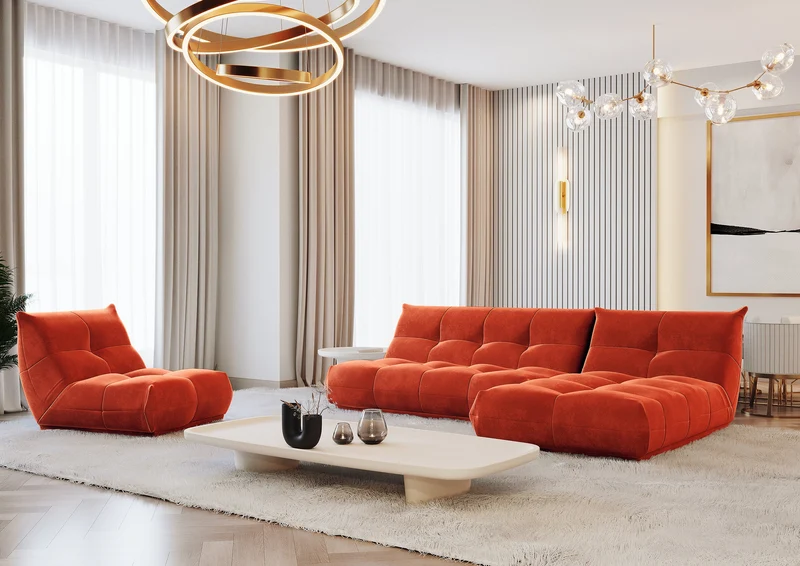 Canapé d'angle gauche ou droit COZY Velours