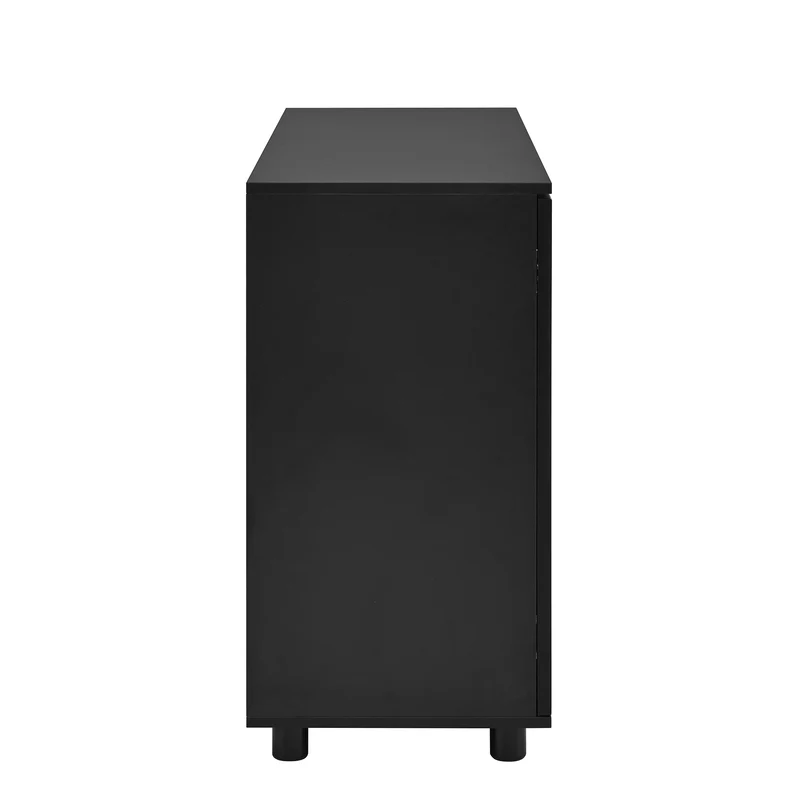Buffet noir moderne motif en forme de U, porte vitrée 120x40x78,5 cm VIVIDEX