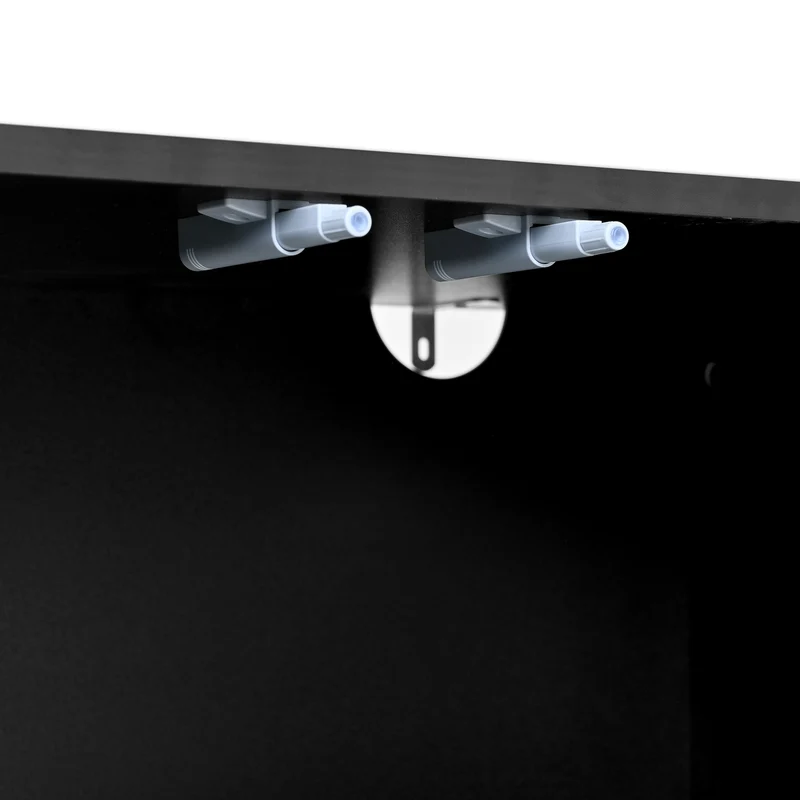 Buffet noir moderne motif en forme de U, porte vitrée 120x40x78,5 cm VIVIDEX