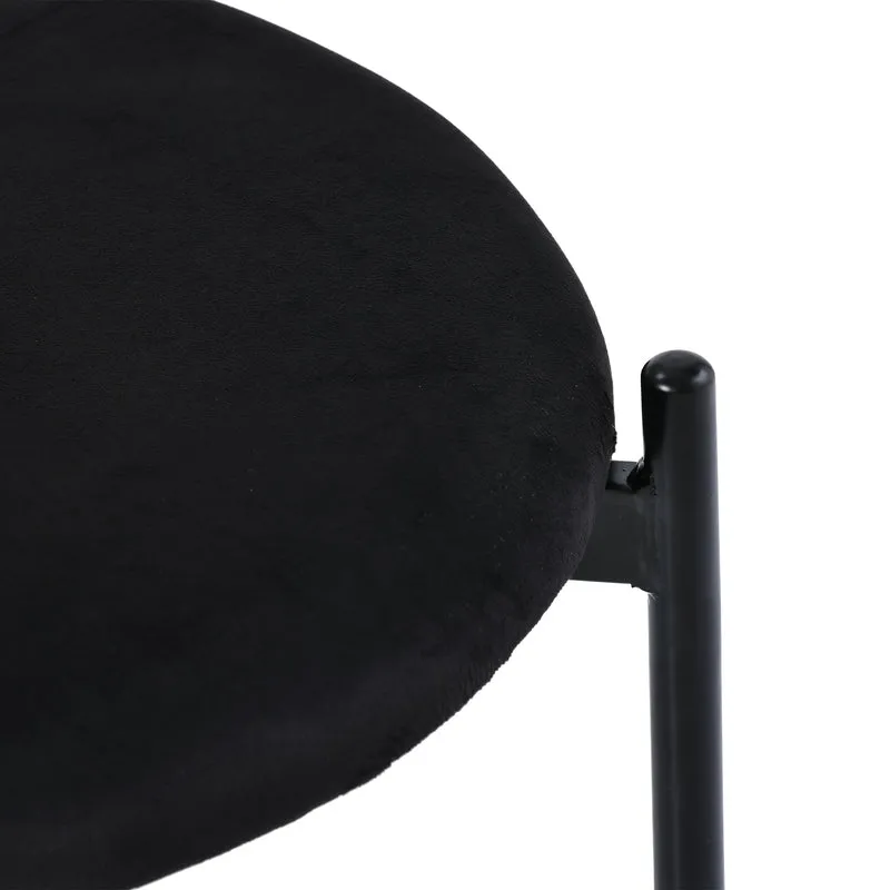 Lot de 2 chaises de salle à manger velours noir avec dossier en rotin COBALTLRE