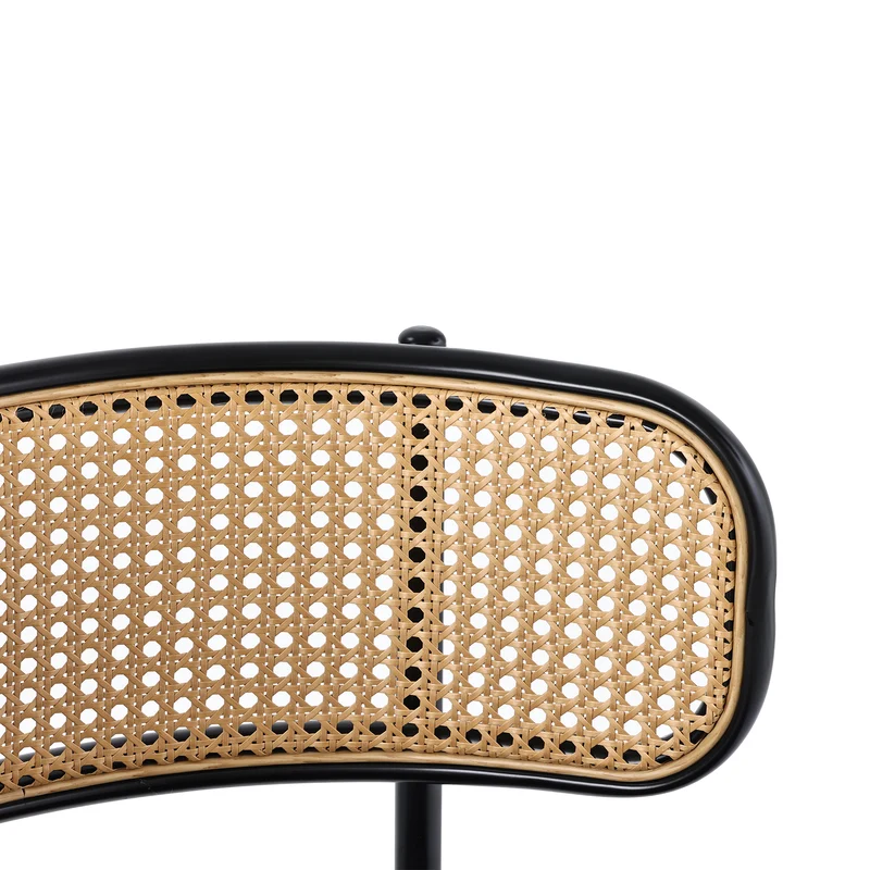 Lot de 2 chaises de salle à manger velours noir avec dossier en rotin COBALTLRE