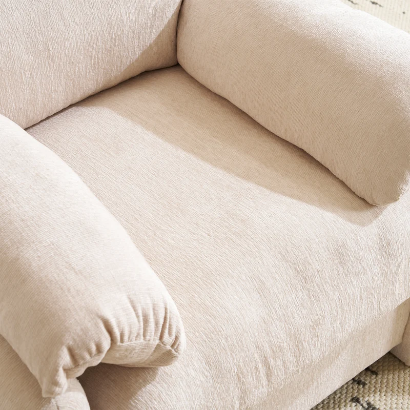 Fauteuil canapé 1 place en tissu chenille beige confortable 96x82x84cm COBALTEX
